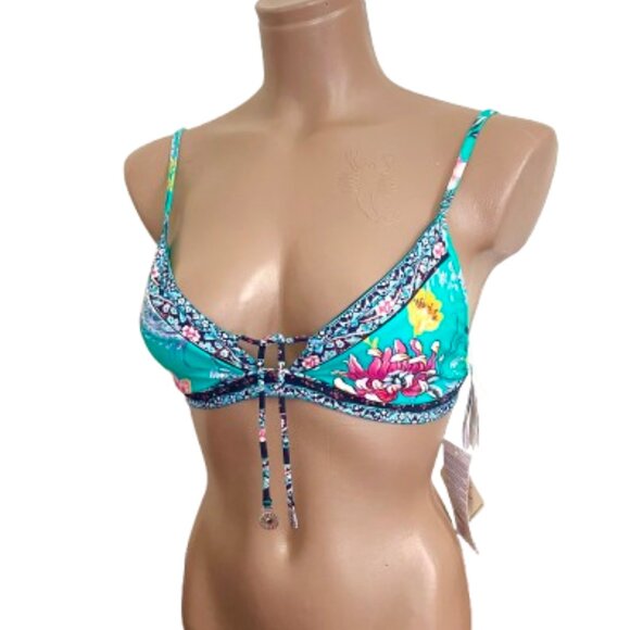 NWT Seafolly Australia Tassel floral recycled nylon bikini swim top 8 - Picture 2 of 16